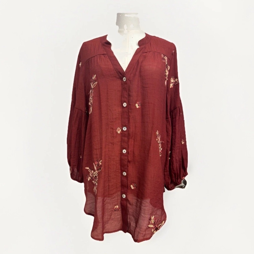 Fig & Flower  by Anthropologie Embroidered Boho Blouse Size L New